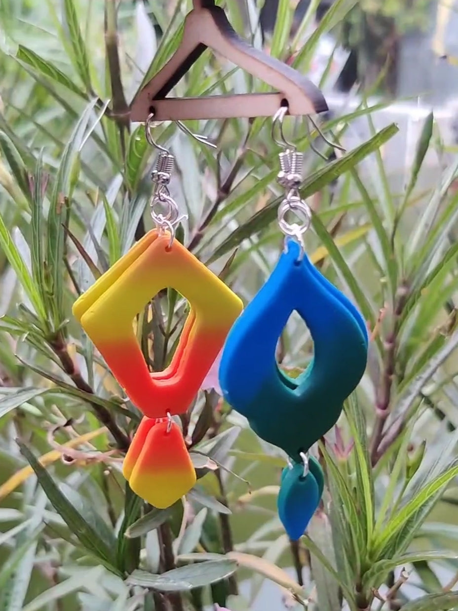 Gradient coloured dangler earring